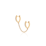 DIAMOND DOUBLE HUGGIE CHAIN EARRING