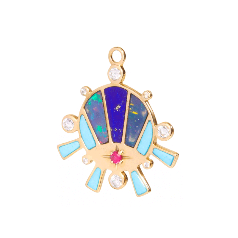 The Sunset Charm w Lapis, Opal + Turquoise
